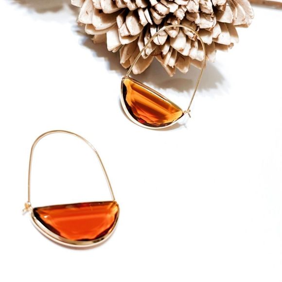 Brown crystal drop earrings M38 - Picture 3 of 5